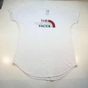 THE NORTH FACE Womens T SHIRT Sz M  RED WHITE BLUE Short Sleeve